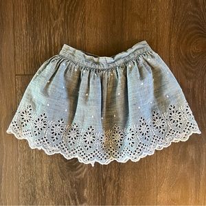 Gap Kids Chambray Eyelet Skirt, Size Small